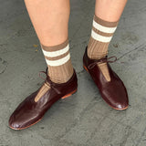 Find Her Socks Varsity Toffee/Cream - Le Bon Shoppe at Bungalow Trading Co.