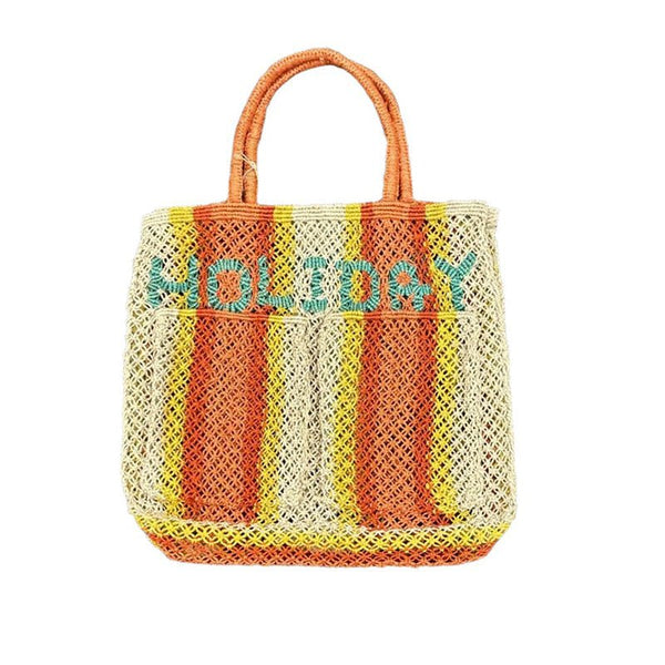 Find Holiday Monty Jute Bag Multi/Aqua - The Jacksons at Bungalow Trading Co.