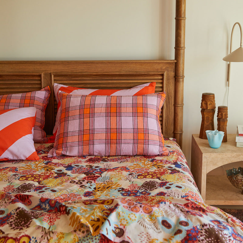 Isla Linen Pillowcase Set Vivid Coral