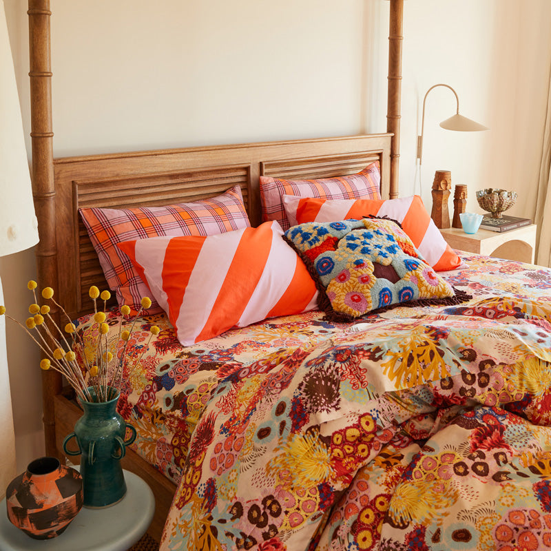 Isla Linen Pillowcase Set Vivid Coral