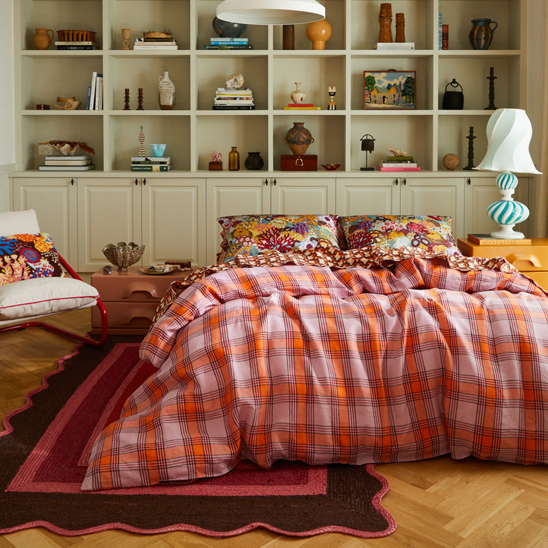 Isla Linen Quilt Cover Vivid Coral