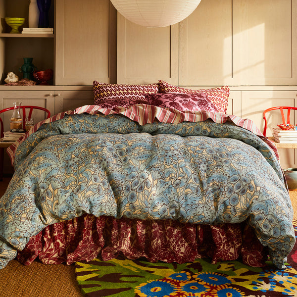 Lucia Linen Quilt Cover Cerulean