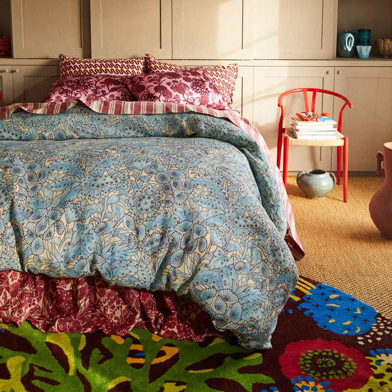 Lucia Linen Quilt Cover Cerulean