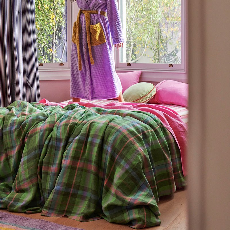 Find Jewel of the Nile Tartan Linen Quilt Cover - Kip & Co at Bungalow Trading Co.