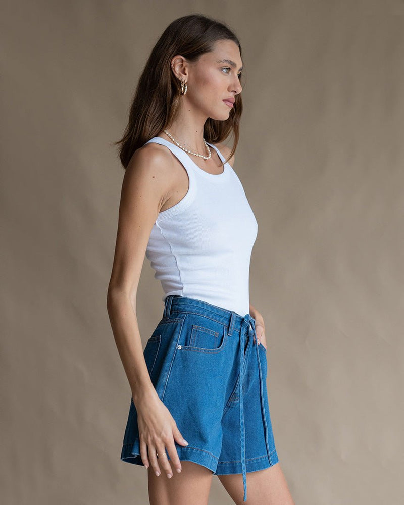 Find Jolie Denim Short Dark Blue - Araminta James at Bungalow Trading Co.