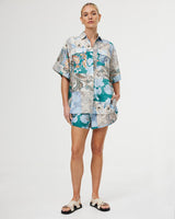 Find Juniper Shirt Cyan Patchwork - Kinney at Bungalow Trading Co.