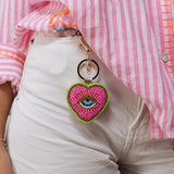 Heart/Eye Beaded Keychain