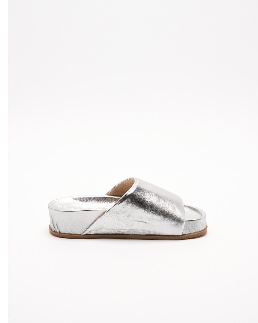 Find Kendall Leather Slide Silver - Walnut Melbourne at Bungalow Trading Co.