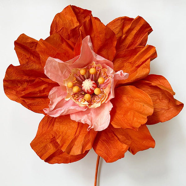 Find Large Poppy Paper Flower Orange - Nibbanah at Bungalow Trading Co.