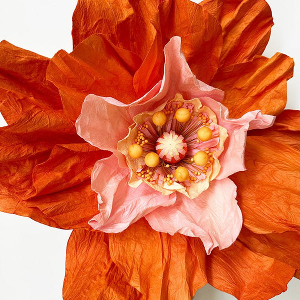 Find Large Poppy Paper Flower Orange - Nibbanah at Bungalow Trading Co.