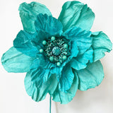 Find Large Poppy Paper Flower Turquoise - Nibbanah at Bungalow Trading Co.