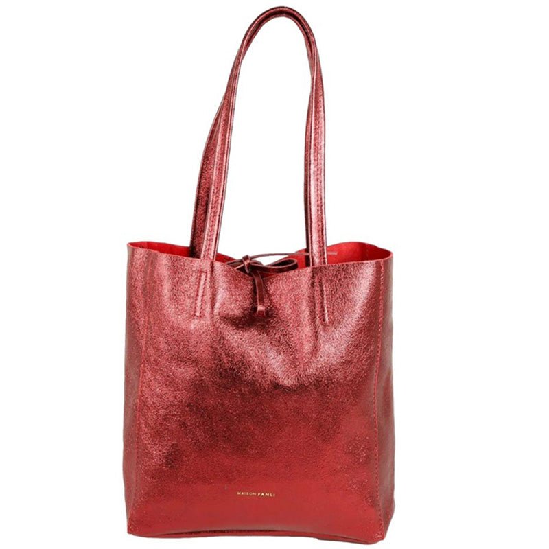 Find Large Tote Metallic Bordeaux - Maison Fanli at Bungalow Trading Co.