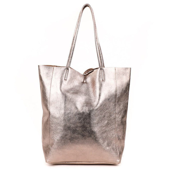 Find Large Tote Metallic Champagne - Maison Fanli at Bungalow Trading Co.