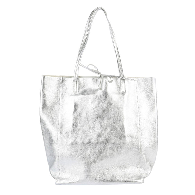 Find Large Tote Metallic Silver - Maison Fanli at Bungalow Trading Co.