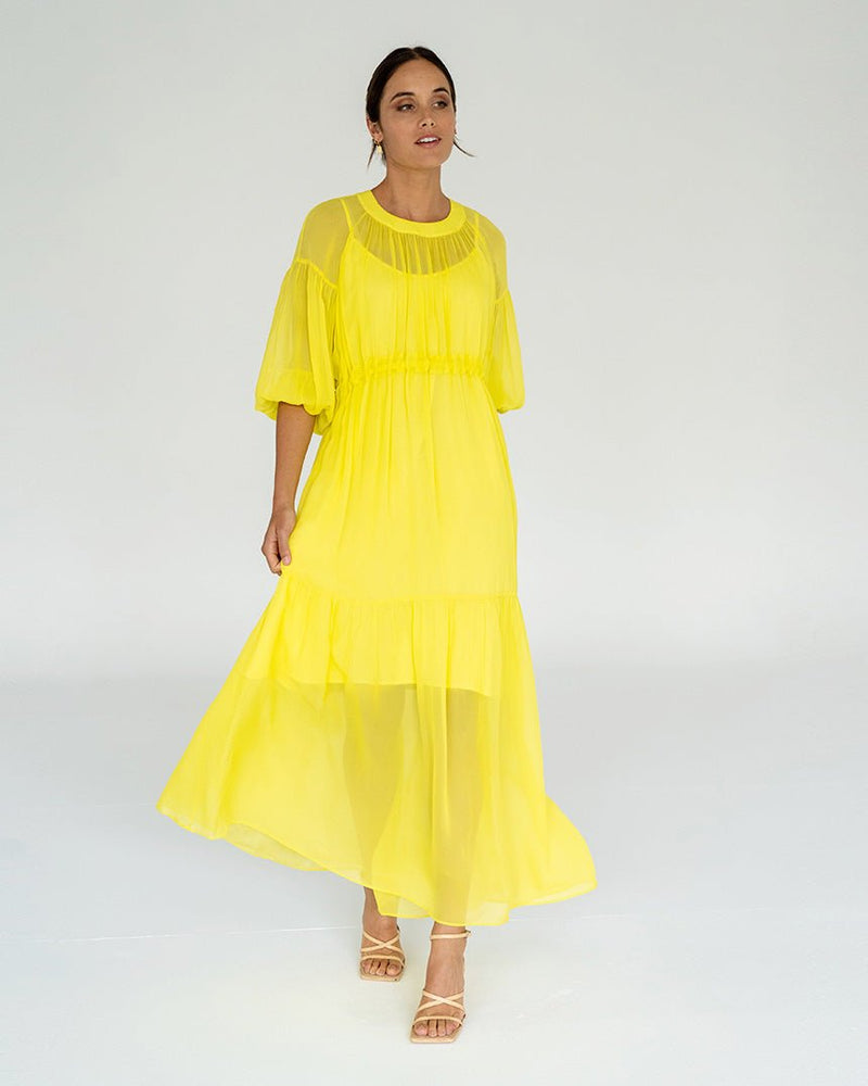 Find Laurent Dress Sunglow Yellow - Arlington Milne at Bungalow Trading Co.