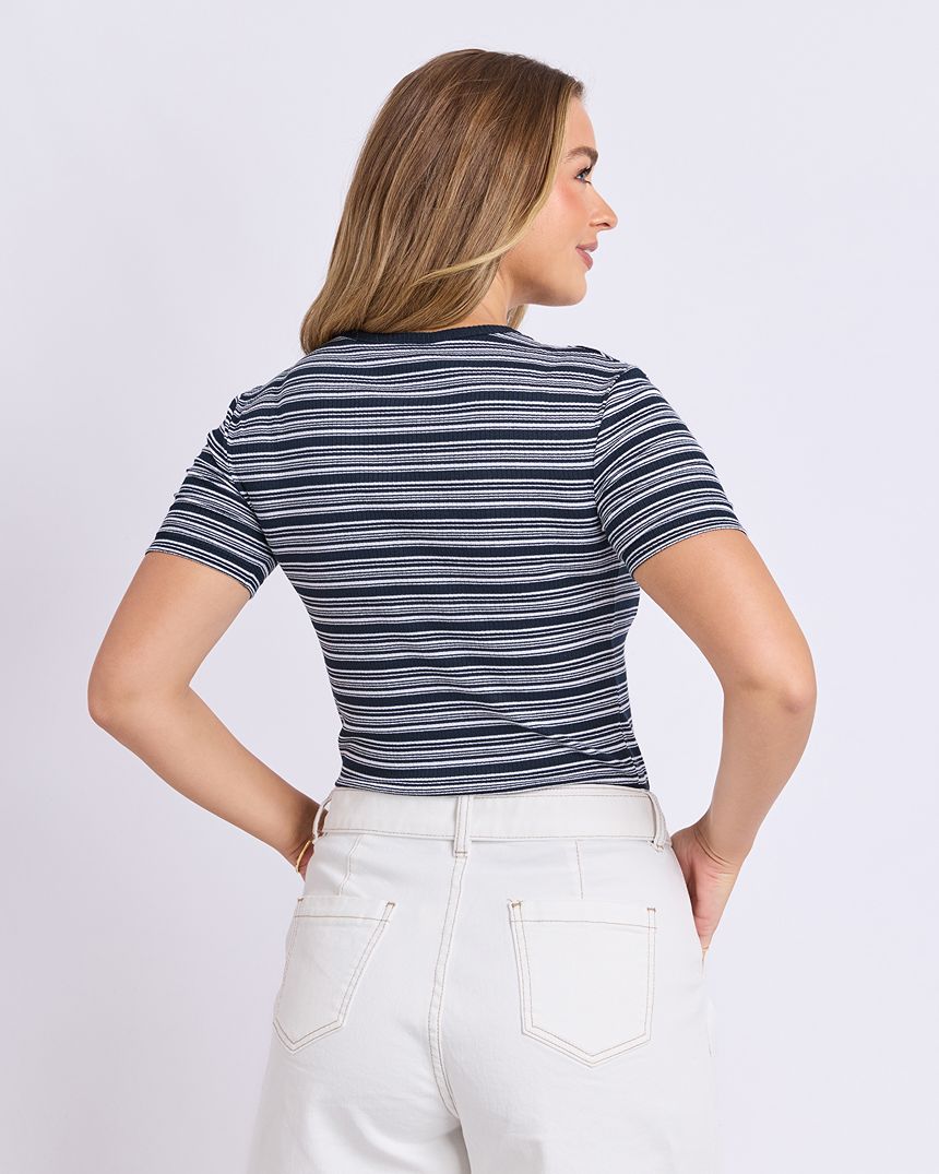 Leona Rib Top Navy