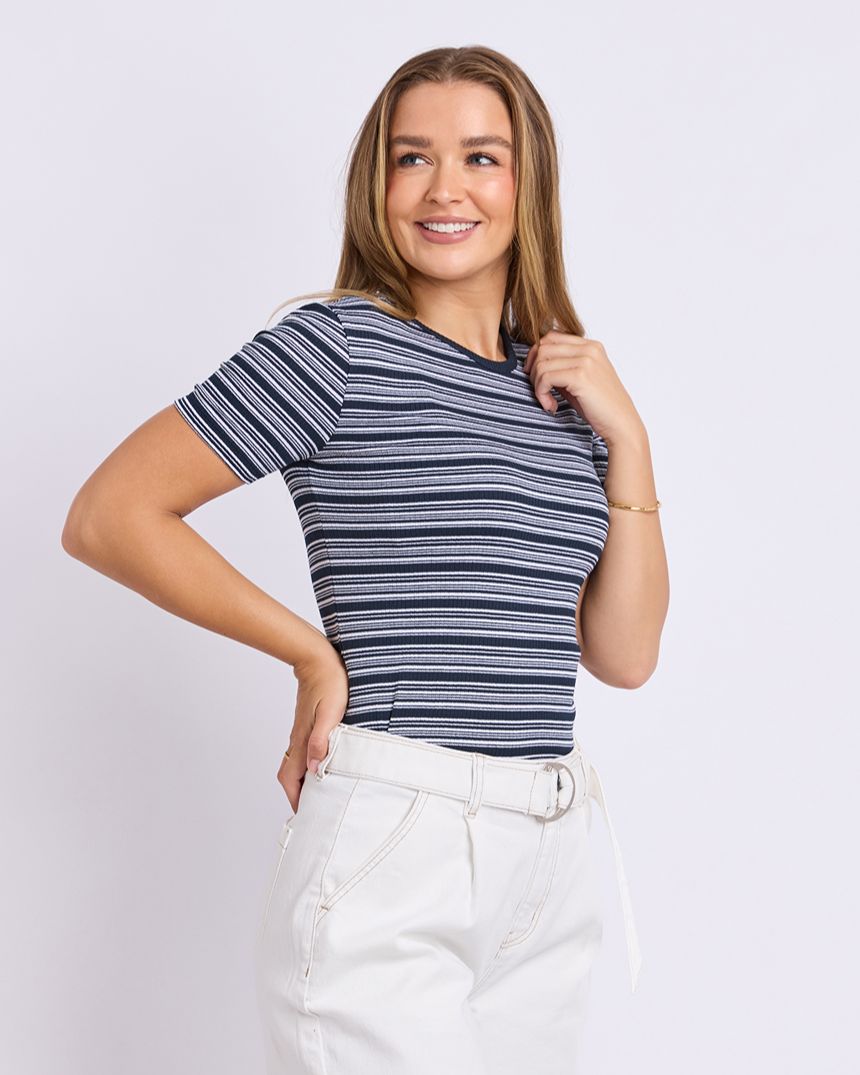 Leona Rib Top Navy