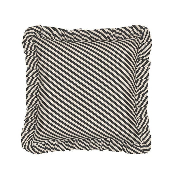 Find Licorice Stripe Ruffle Cushion - Castle at Bungalow Trading Co.