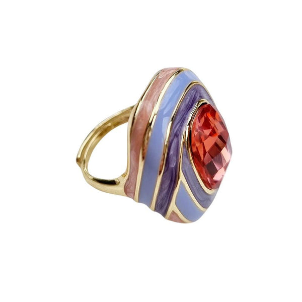 Find Lilac/Coral Enamel Cocktail Ring - Zoda at Bungalow Trading Co.