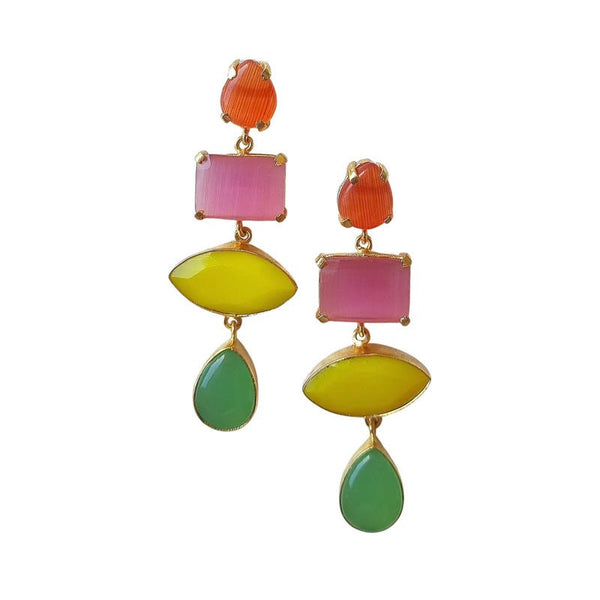 Find Lilith Cascading Stone Earrings Bright - Zoda at Bungalow Trading Co.