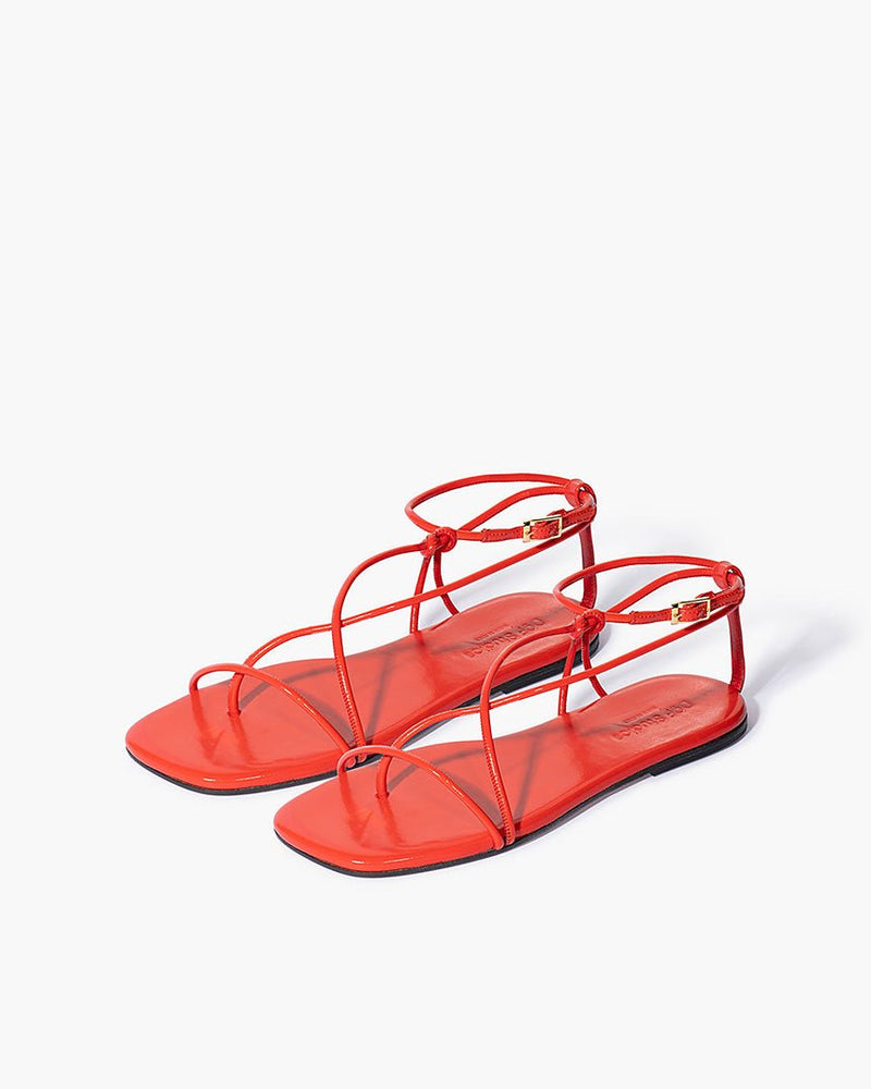 Find Lily Sandals Coral Red Patent - DOF Studios at Bungalow Trading Co.