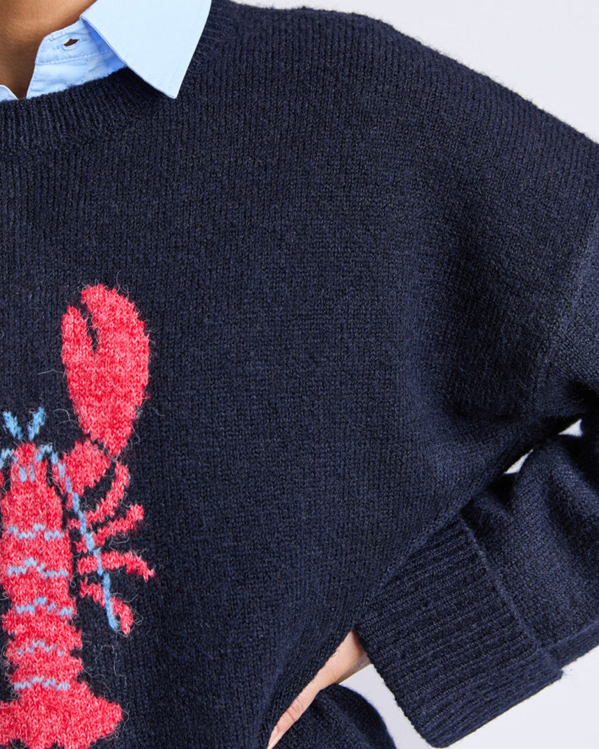 Lobster Intersia  Knit Navy