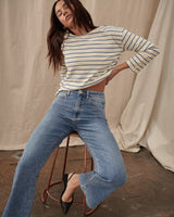 Find Louise Top White with Light Blue Stripe - Kireina at Bungalow Trading Co.