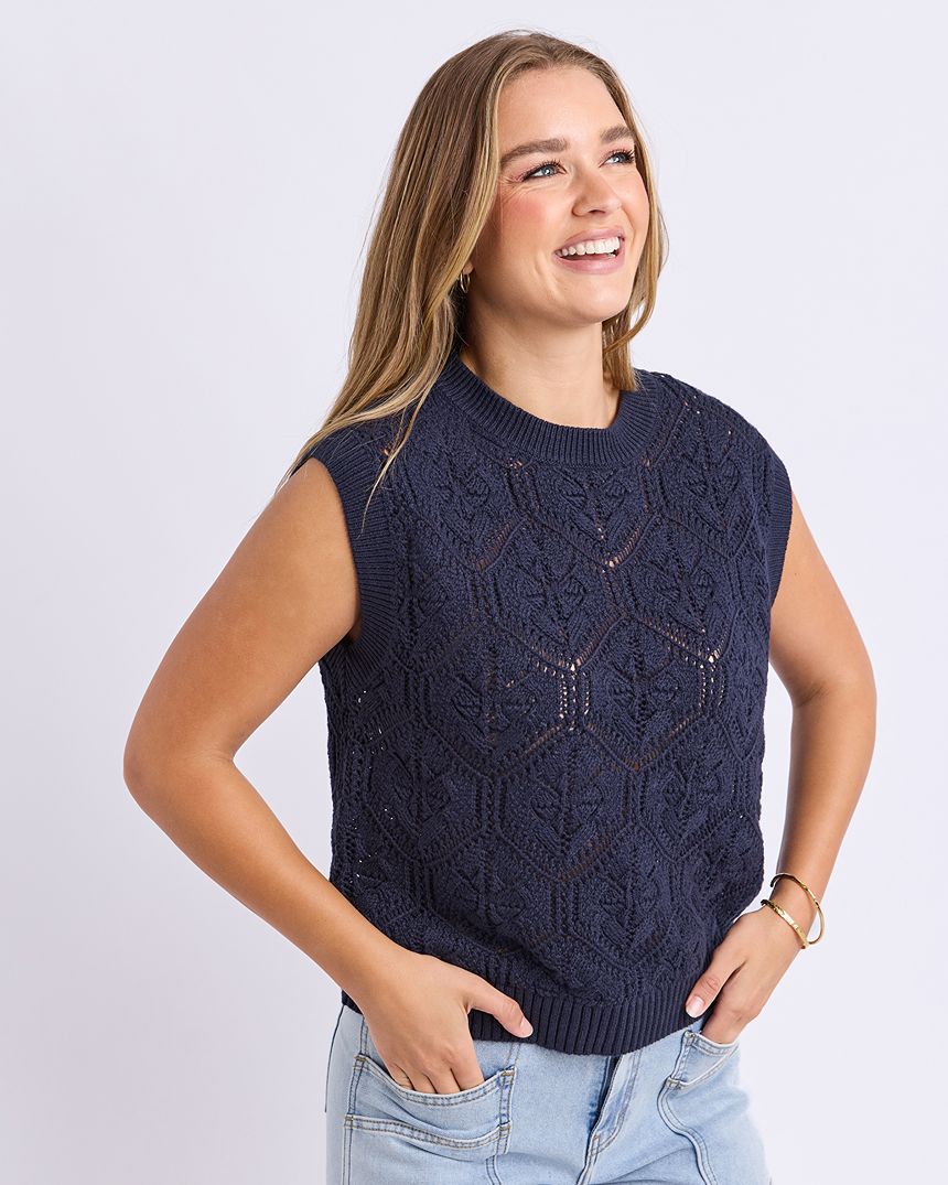 Luna Knit Vest Navy