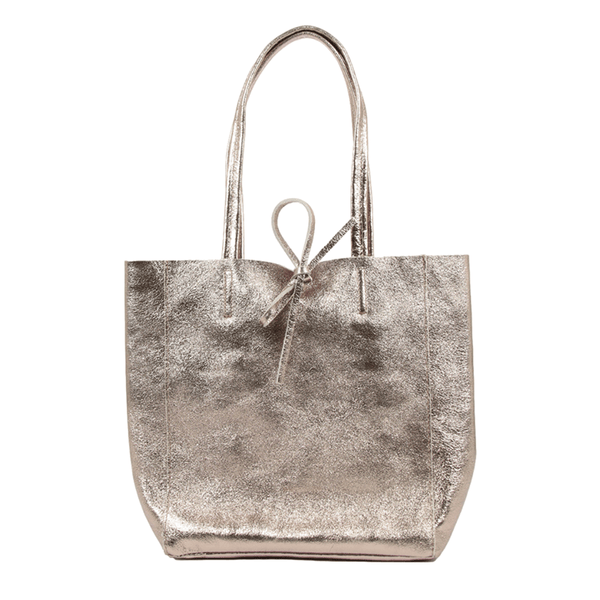 Find Medium Tote Metallic Champagne - Maison Fanli at Bungalow Trading Co.