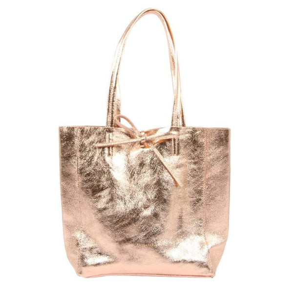 Find Medium Tote Metallic Rose - Maison Fanli at Bungalow Trading Co.