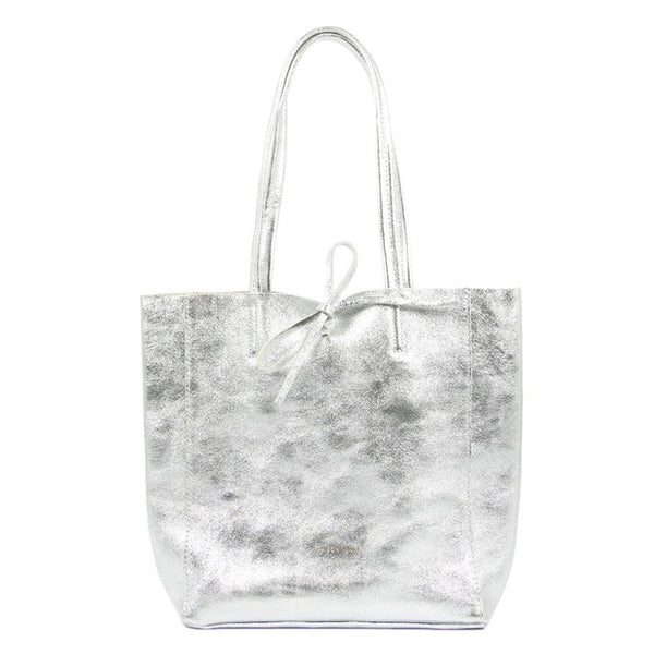 Find Medium Tote Metallic Silver - Maison Fanli at Bungalow Trading Co.