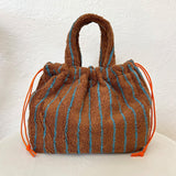 Find Mini Towelling Bag Brown & Blue - Isabella Redwood at Bungalow Trading Co.