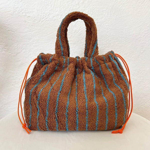 Find Mini Towelling Bag Brown & Blue - Isabella Redwood at Bungalow Trading Co.