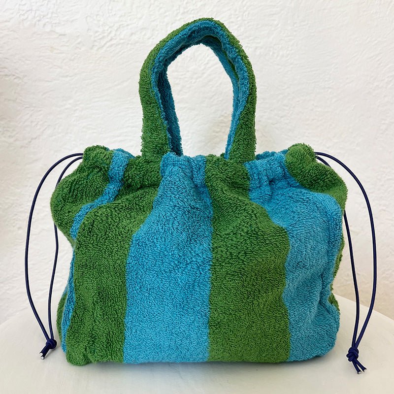 Find Mini Towelling Bag Green & Blue - Isabella Redwood at Bungalow Trading Co.