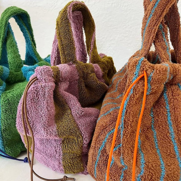 Find Mini Towelling Bag Olive & Lilac - Isabella Redwood at Bungalow Trading Co.