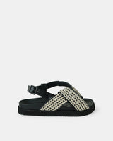 Find Mya Woven Sandal Black Leather - Walnut Melbourne at Bungalow Trading Co.