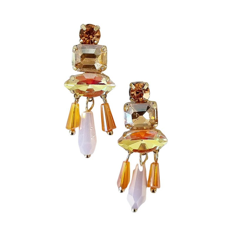 Find Nala Gem Earrings Peach Lilac - Zoda at Bungalow Trading Co.