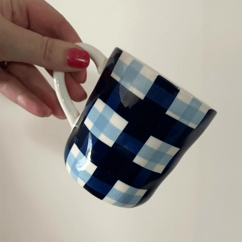 Find Navy & Blue Gingham Mug - Noss at Bungalow Trading Co.