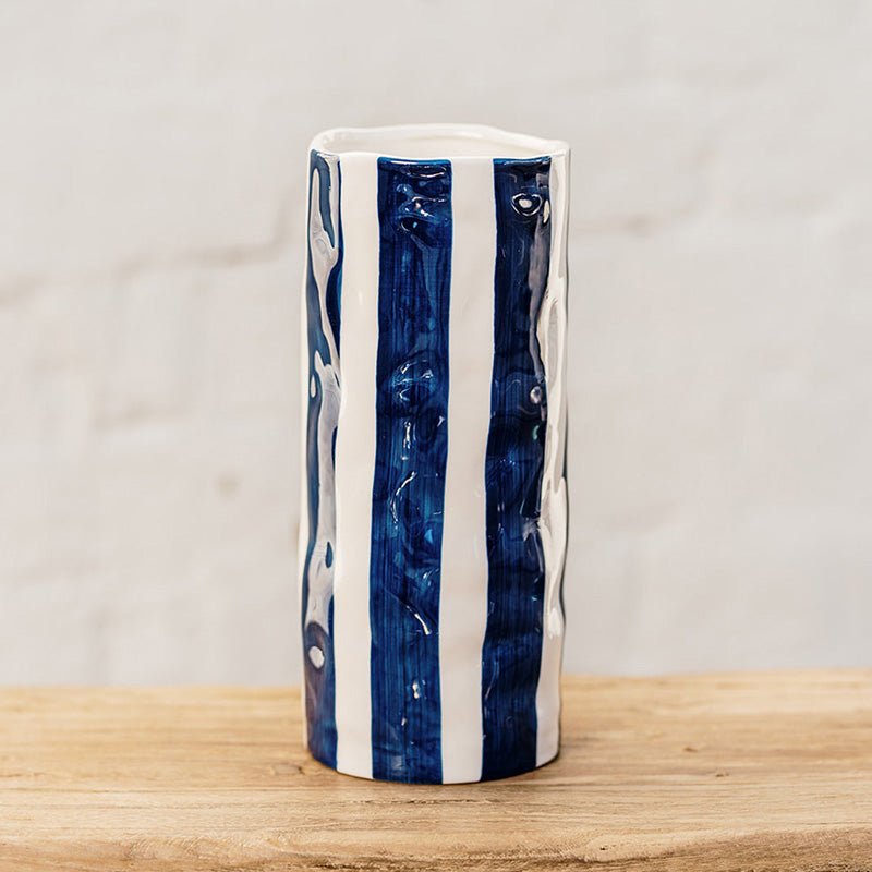 Find Navy Stripe Vase Medium - Noss at Bungalow Trading Co.