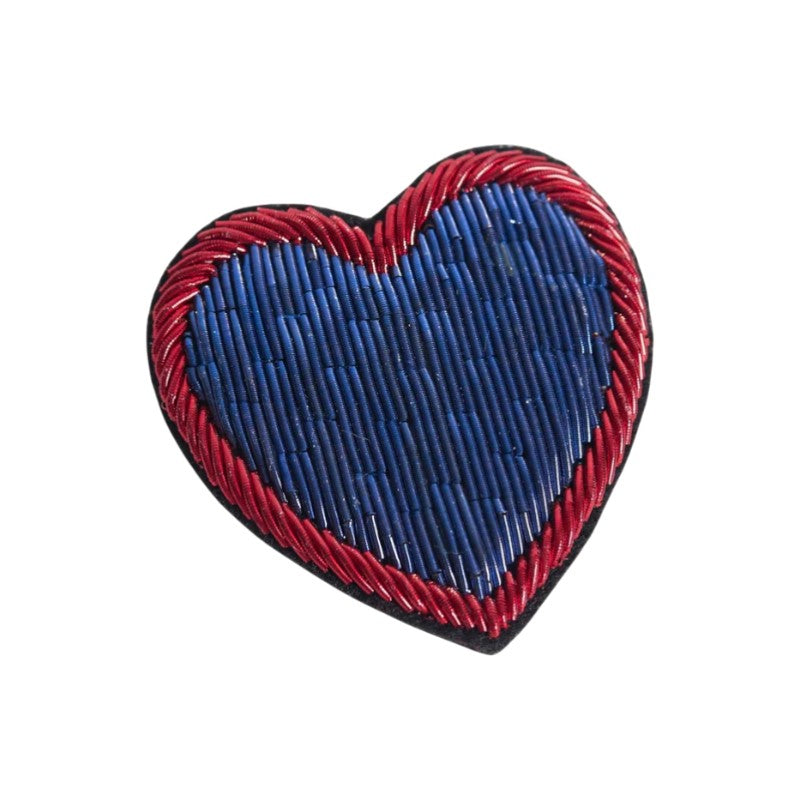 Navy Red Heart Brooch
