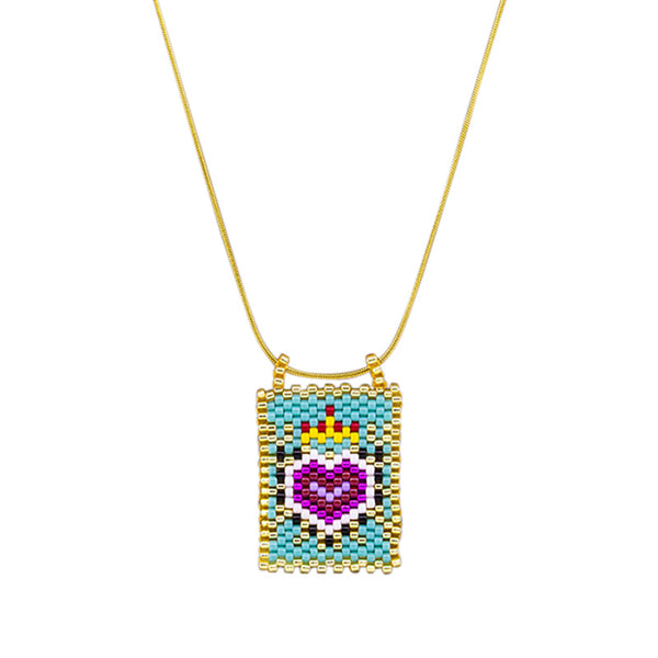 Turquoise Beaded Heart Necklace