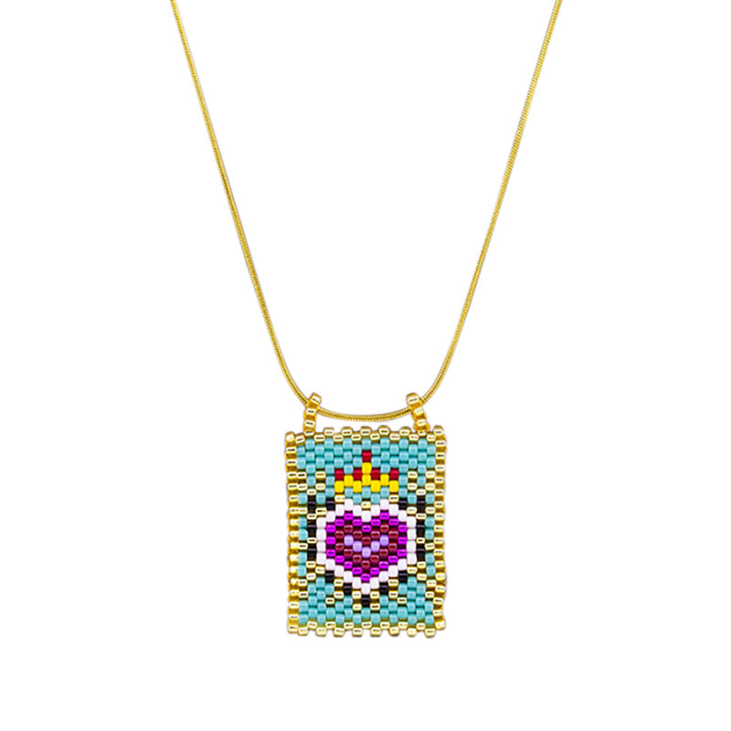 Turquoise Beaded Heart Necklace