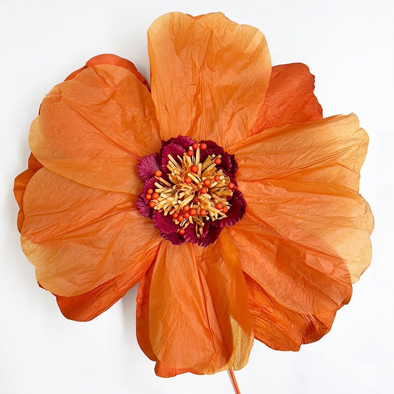 Find Paper Flower Large Orange - Nibbanah at Bungalow Trading Co.