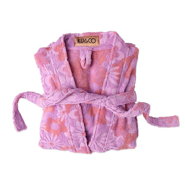 Find Peach Fleur Terry Bath Robe - Kip & Co at Bungalow Trading Co.