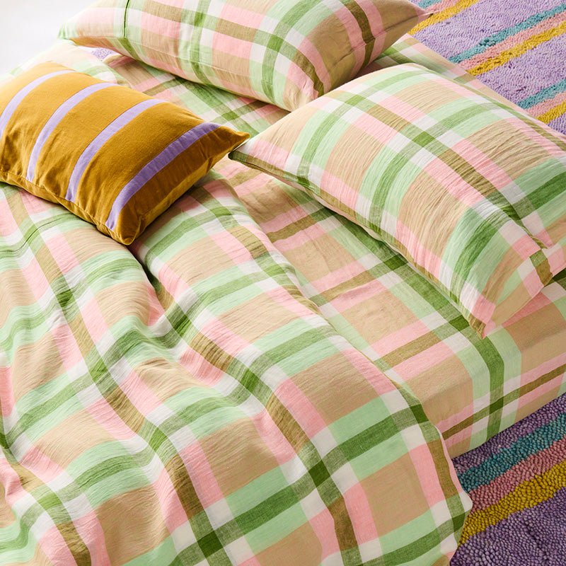 Find Pecan Pie Stripe Velvet Rectangle Cushion - Kip & Co at Bungalow Trading Co.