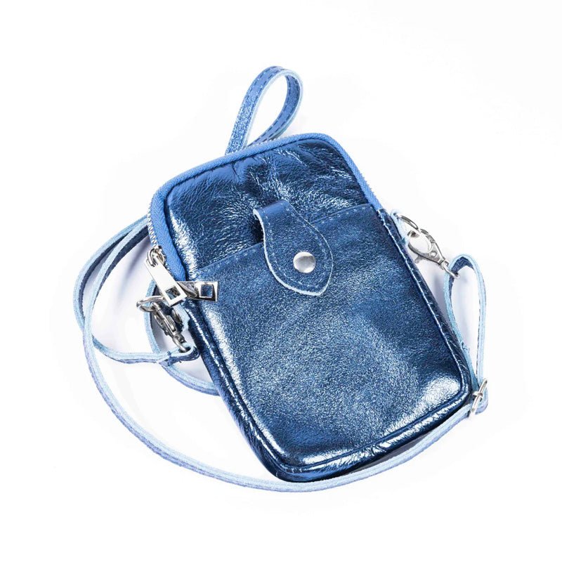 Find Phone Pouch Metallic Blue Jeans - Maison Fanli at Bungalow Trading Co.