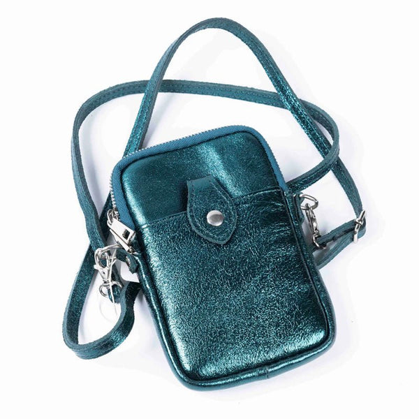 Find Phone Pouch Metallic Emerald - Maison Fanli at Bungalow Trading Co.