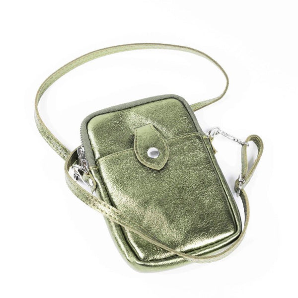 Find Phone Pouch Metallic Khaki - Maison Fanli at Bungalow Trading Co.