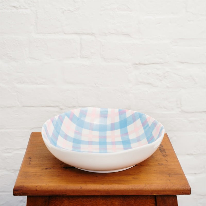 Find Pink and Blue Gingham Salad Bowl - Noss at Bungalow Trading Co.