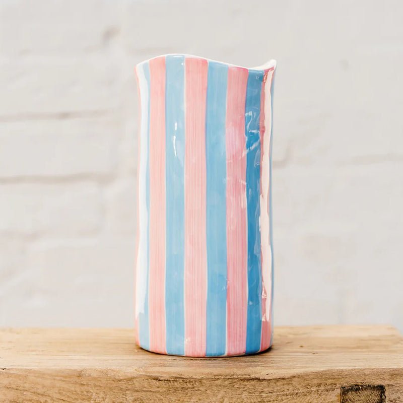 Find Pink and Cornflower Blue Stripe Vase Large - Noss at Bungalow Trading Co.